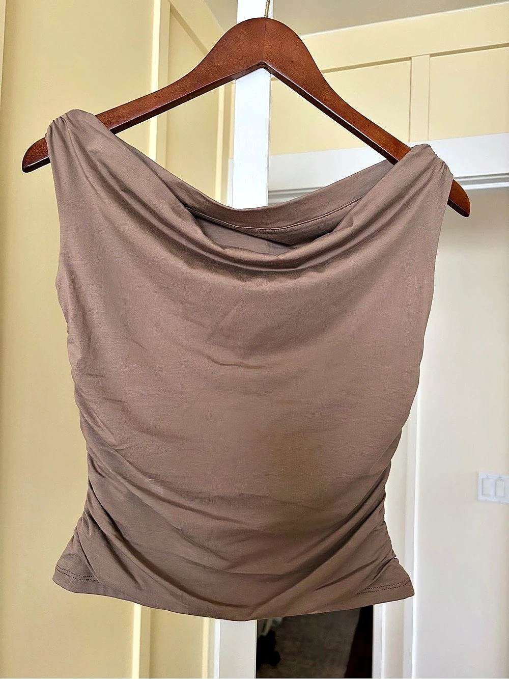 Abercrombie & Fitch A&F Modal-Blend Collection Ruched Tank Top in Brown XS
